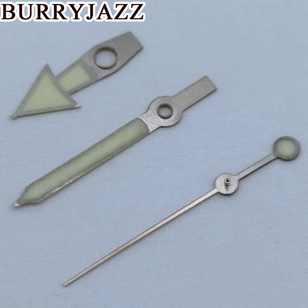 BURRYJAZZ NH35 NH36 NH38 7S26 7S36 4R35 4R36 Watch Hands Black Silver Hands Green Luminous
