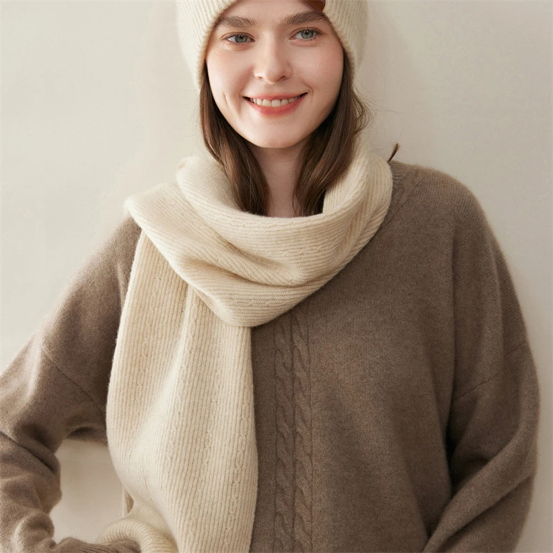 

100% cashmere scarf size 170 * 26 for women's autumn and winter outdoor wear, warm knit cashmere scarf shawl