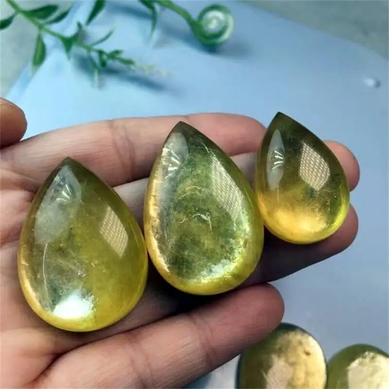 28 -36mm Natural Gold Lepidolite Teardrop Pendant Crystal Polishing Exquisite Girl Jewelry Healing Fengshui Stone Gift 1PCS