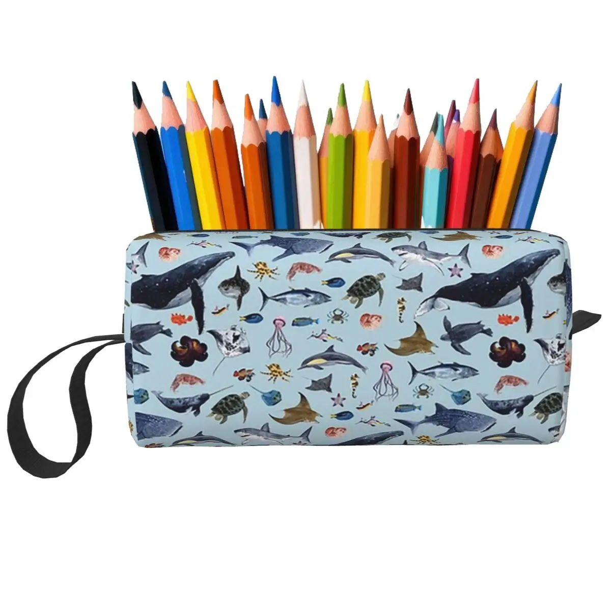 

Sea Animals Pattern Pencil Case for Boy Girl School Pen Box Pencil Bag Stationery Supplies Women Cosmetic Bag Organizer Pouch