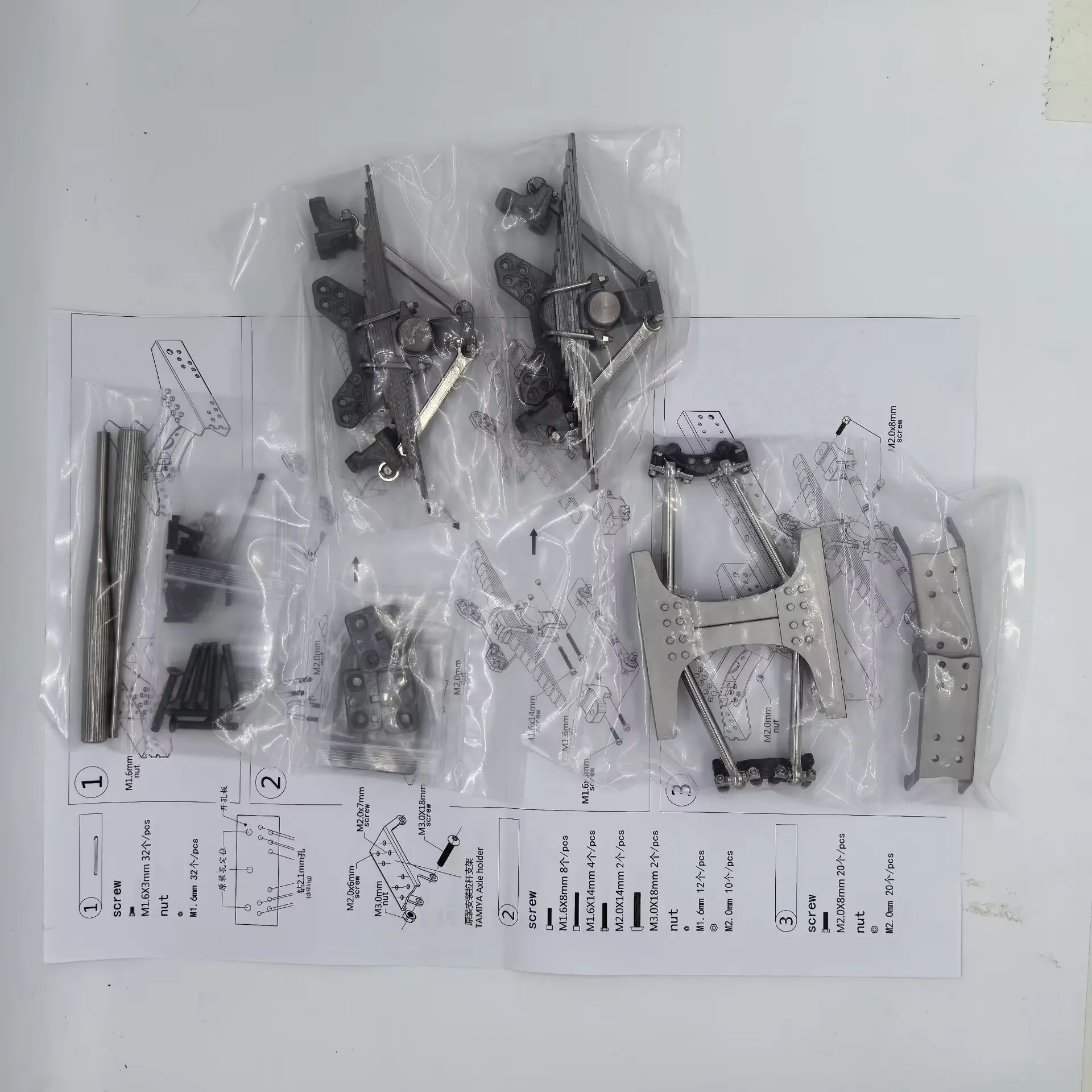 نموذج Scaleclub لشاحنة جرار Tamiya 1/14، معدن واقعي، تعليق خلفي بمحورين، تعليق Qiãoqiū