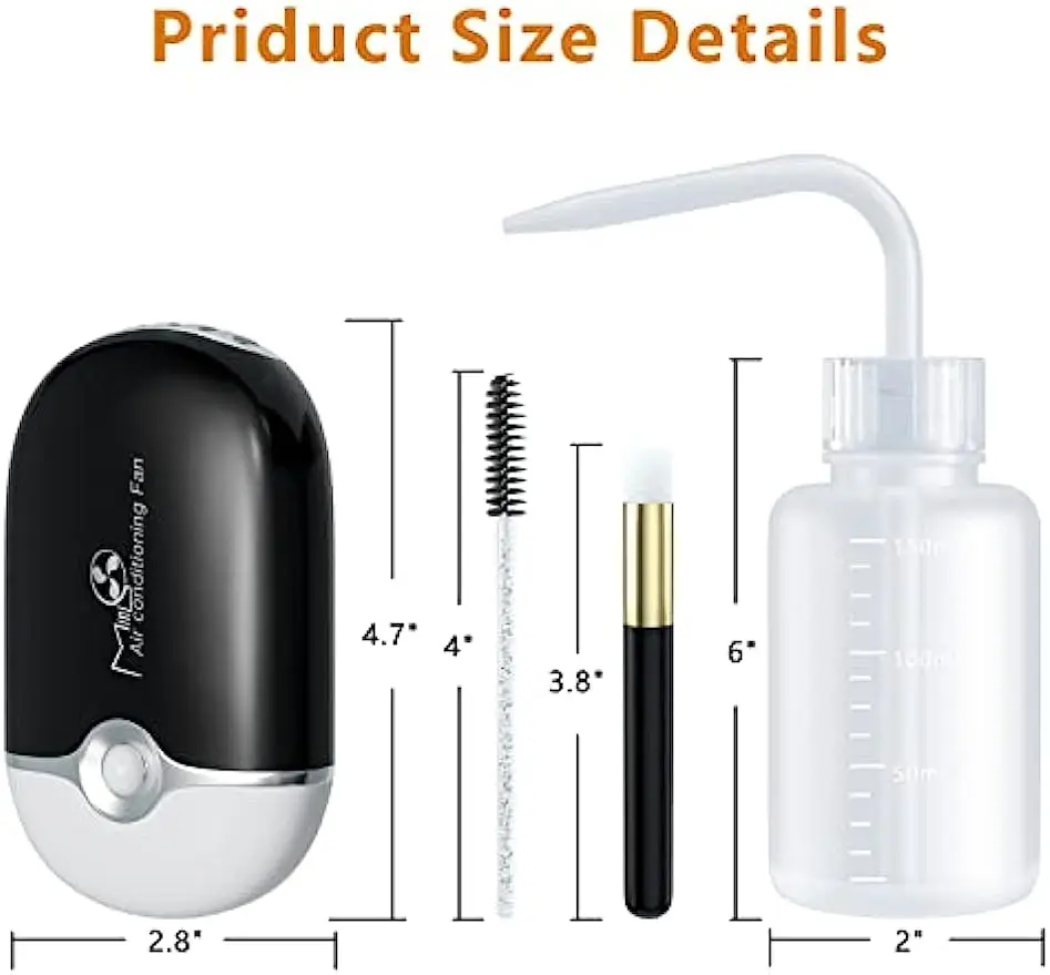 Lash Fan Eyelash Extension Supplies with USB Mini Portable Eyelash Dryer Shampoo Brush Mascara Brushes Plastic Wash Bottle