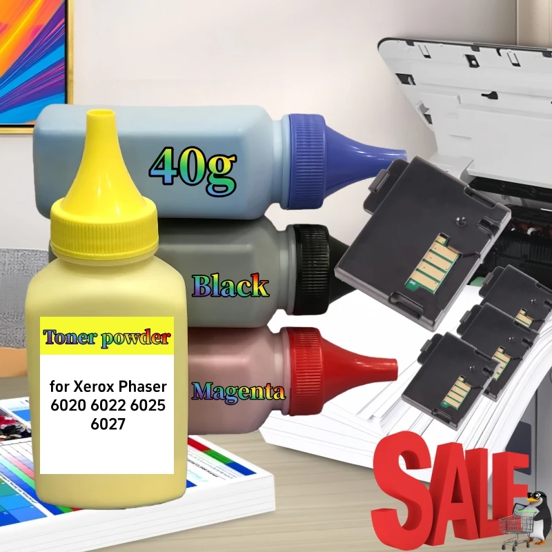 

Toner Powder Compatible for Xerox Phaser 6020 6022 6025 6027 Toner Cartridge Reset Chip 106R02763 106R02760 106R02761 106R02762