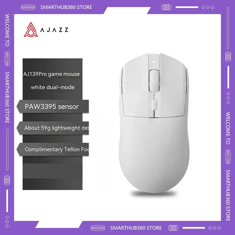 Ajazz AJ139 Pro Wireless Gaming Mouse 2.4G FPS Lightweight Wireless Mouse PAW3395 Nordic52840 4K Pc Gamer Mouse Office Gifts