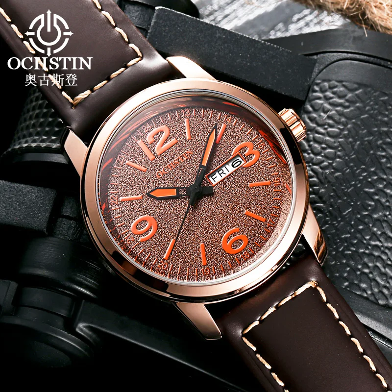 OCHSTIN ساعة يد رجالية بحزام من الجلد الطبيعي رائجة البيع ساعات حركة كوارتز للرجال موضة مقاومة للماء سلسلة أسطورة ساعة رجالية #2