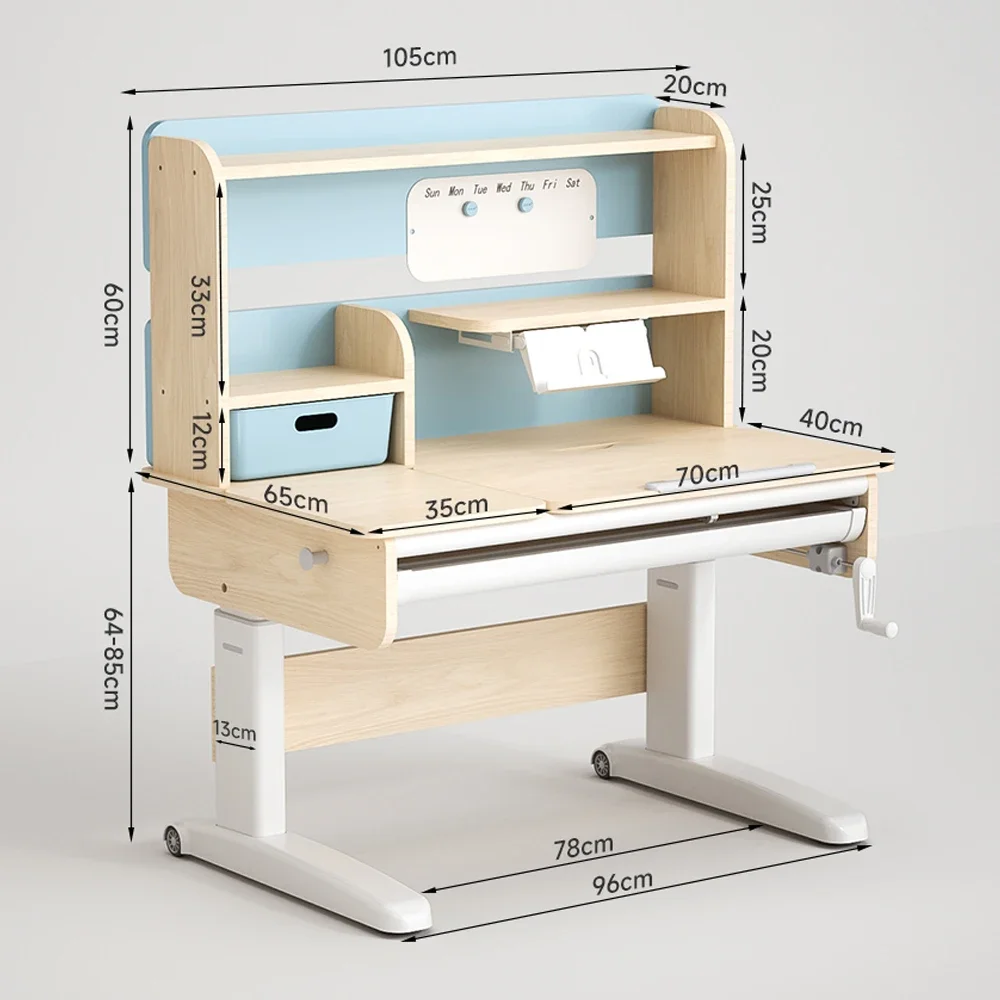 طاولة قراءة للأطفال قابلة للتعديل بارتفاع خشبي مع رف كتب وأثاث منزلي ومكتب دراسة خشبي مريح ومجموعة كرسي للأطفال