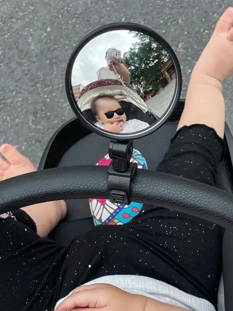 AliExpress NONE 2Pcs Baby Stroller Rear View Mirror 360° Adjustable Wide View Safety Mirror Universal Clamp On Handlebar Mirror For Stroller