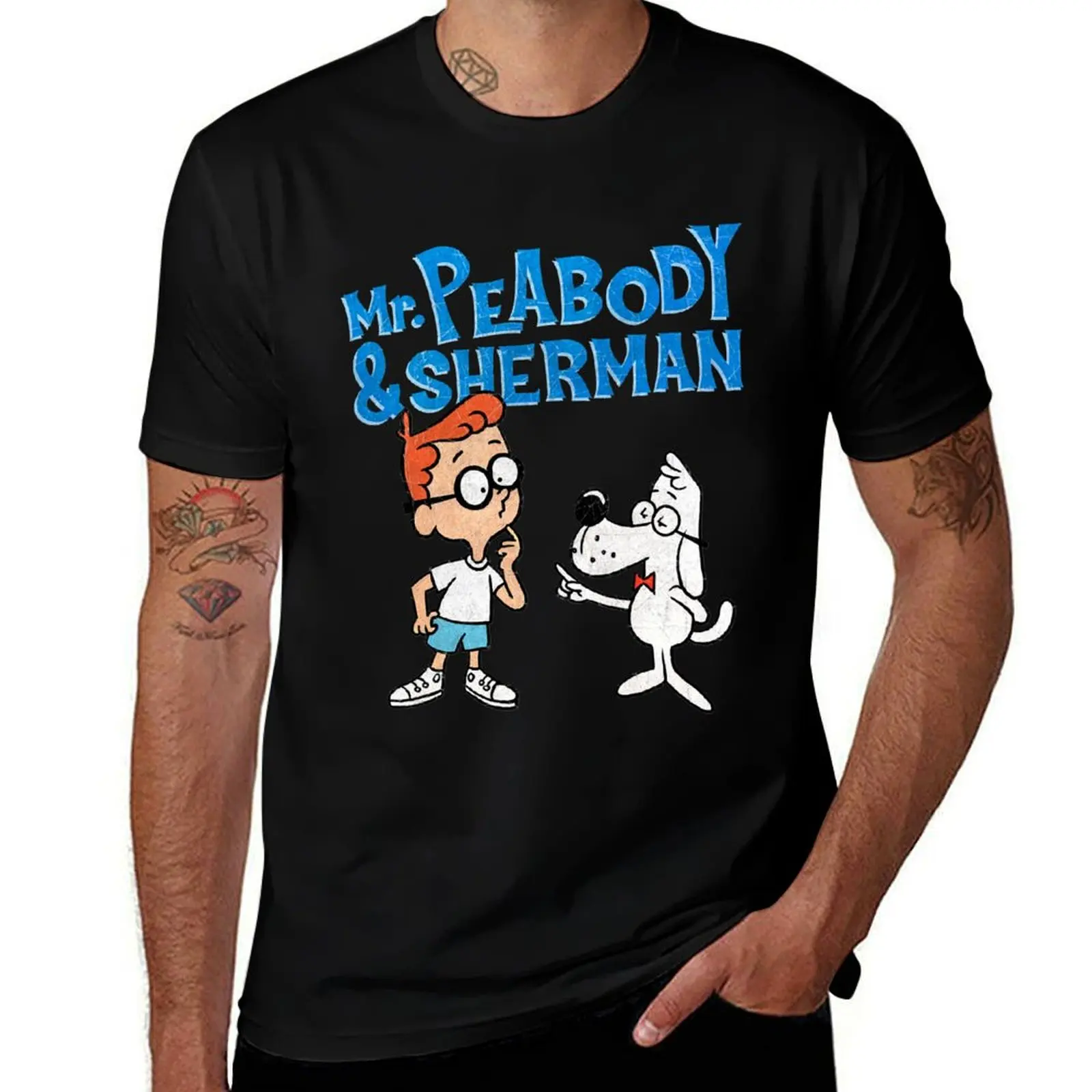 

Tribute to Jay Ward Cartoons Mr. Peabody and Sherman with Logotype T-Shirt.png T-Shirt t shirts for man graphic vintage