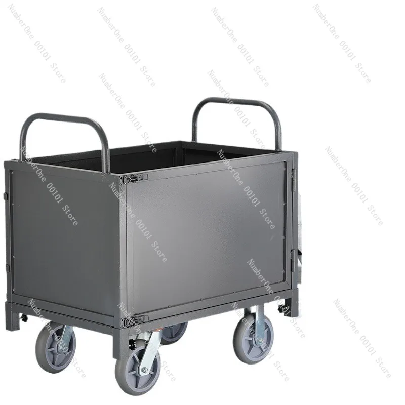 Folding Trolley, Supermarket Picking Truck, Universal Street Vending Trolley with Guardrail for Easy Transportation