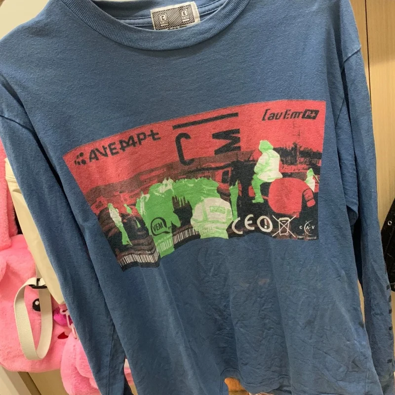 

High Quality Cavempt T-shirt Portrait Print Men Women Long Sleeved Tshirt Casual Oversized Round Neck CE Thin Pullover Shirt