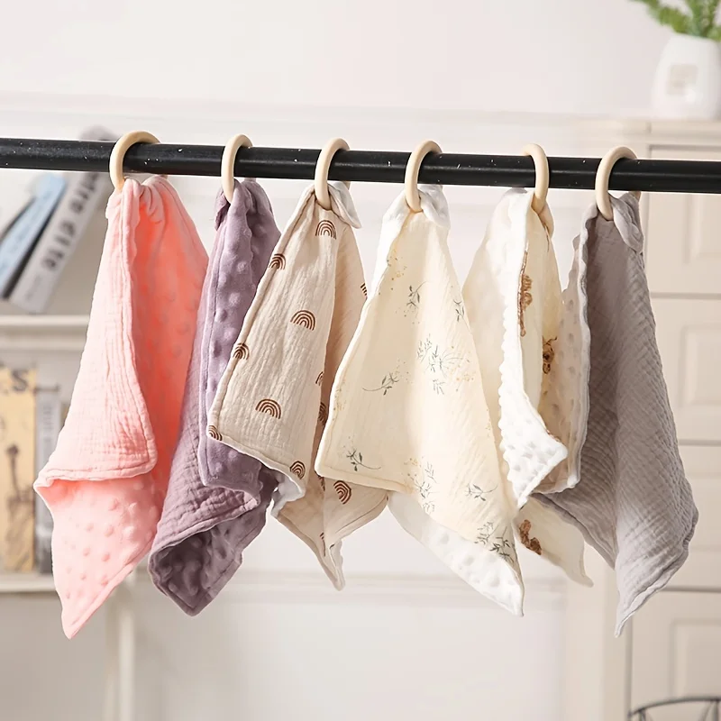 Square Muslin Burp Cloths Multi-Colors Muslin Washcloths Baby Burping Cloth Diapers Absorbent Layers Muslin Face Towels for Baby