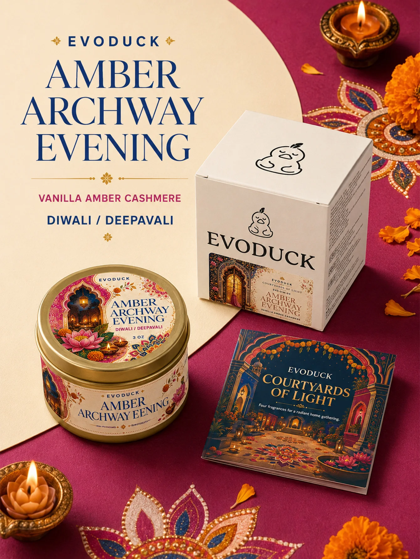 Deepavali Diya Candle Set 4 Pack Lotus Lantern Rose Cardamom Scented Tin Candles Diwali Festival of Lights Table Decor Gift Her