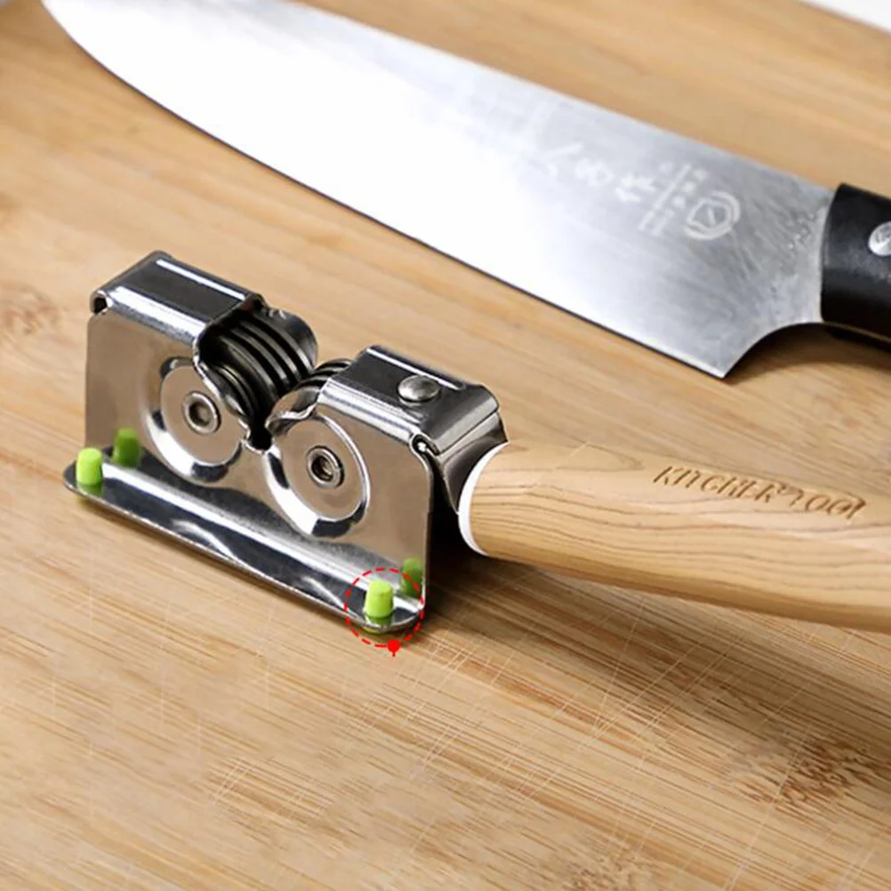 

Ручная домашняя точилка премиум-класса из полипропилена, кухонный шлифовальный инструмент из нержавеющей стали, быстрая заточка, многофункциональное безопасное противоскользящее дно