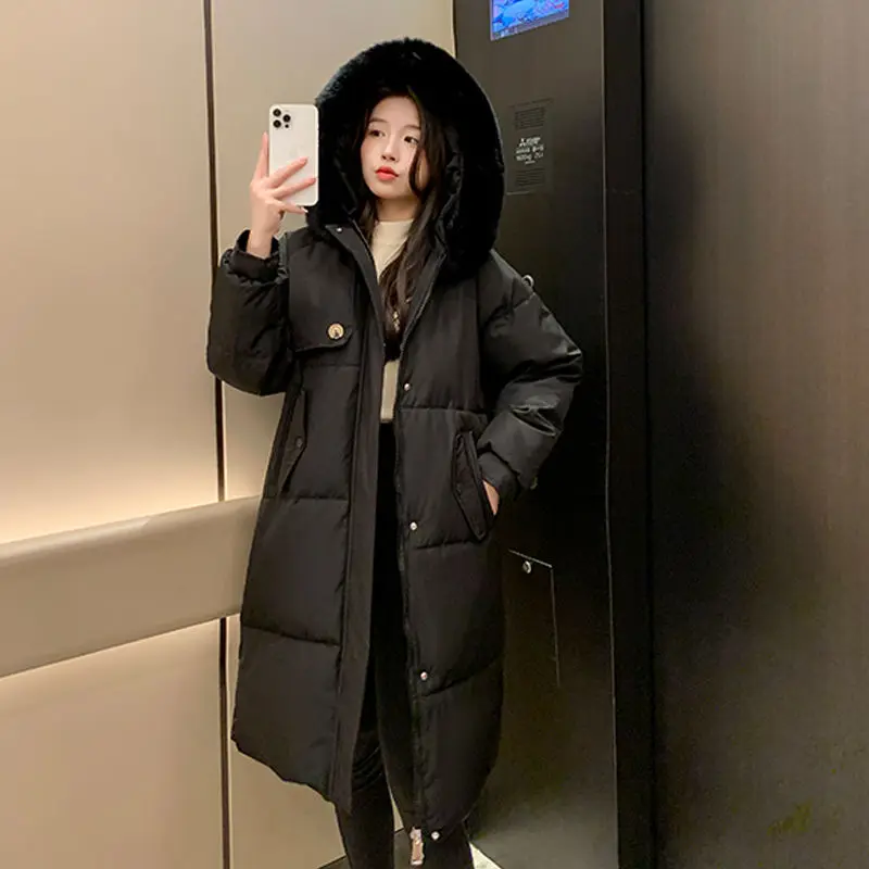 Women's Cotton Coat Mid-length Student Slimming Petite Winter Outerwear Women's Cotton Coat Below The Knee Bread Coat  Parkas