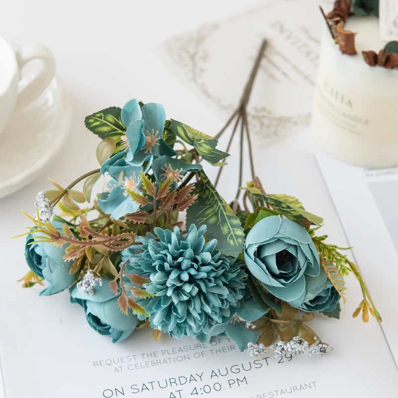 Künstliche Blumen, günstigerer Tee, Rosenknospen, DIY-Süßigkeitsschachtel, Vase für Zuhause, Raumdekoration, Weihnachtsgirlande, Hochzeitsstrauß, Seidenhortensie