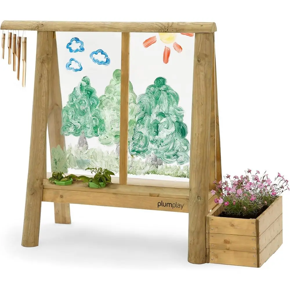 

Outdoor Wooden Art Easel with Paintbrush and Accessories for Kids, Weatherproof, Easy to Clean, Suitable for Ages 3+