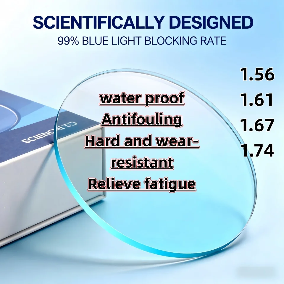 

High definition myopia anti blue light lens 1.56 1.61 1.67 1.74 refractive index high-quality resin wear-resistant material
