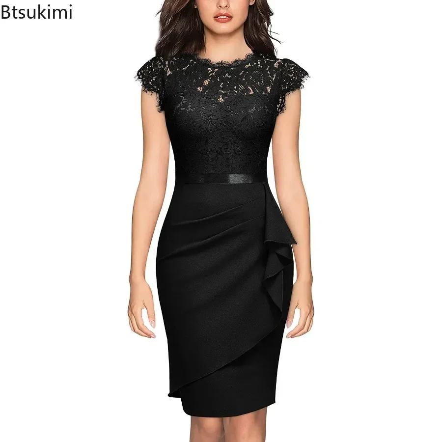 2024 Women\'s Elegant Lace Evening Wedding Party Dress Sexy Office Ladies Bodycon Dresses Fashion Birthday Club Vestidos Female