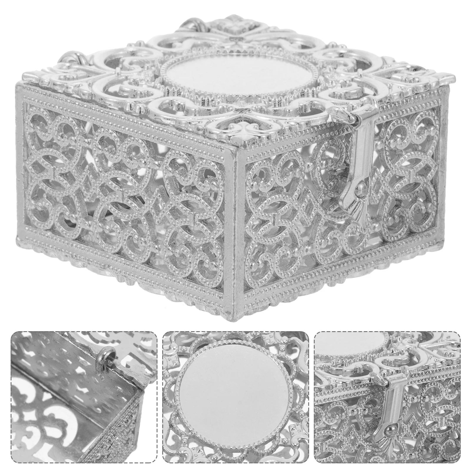 

Metal Rosaries Beads Box Vintage Zinc Alloy Jewelry Storage Organizer Compact Small Jewelry Container Lightweight Retro Beads