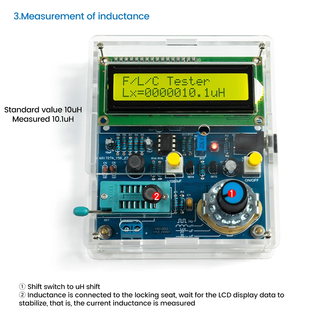 Imagem -05 - High Precision Lcd Frequency Meter Indutância Digital e Capacitância Medição Instrumento Cabo de Dados Usb Kit Faça Você Mesmo dc 5v Medidor de Indutância Digital