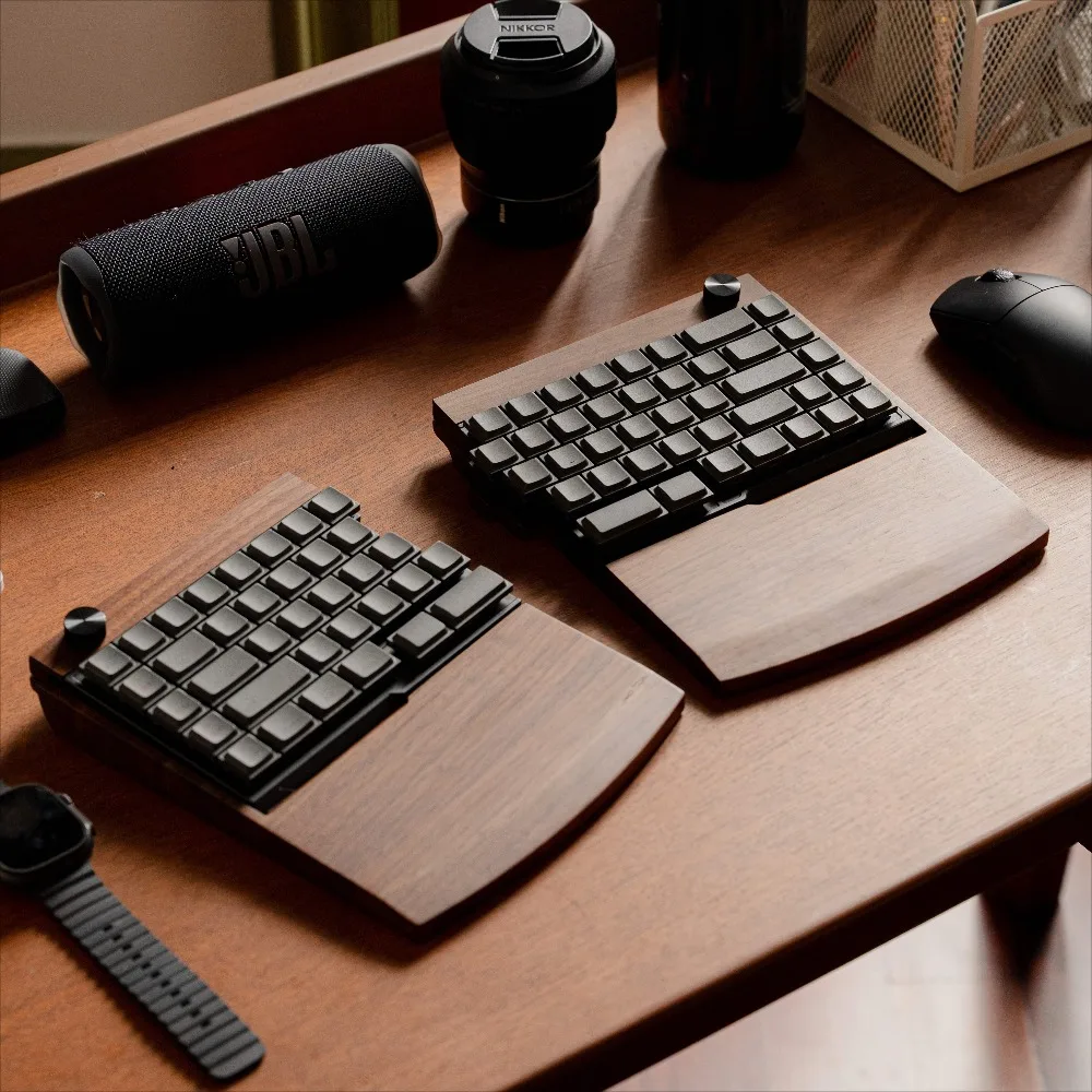 Jiffy75 Split Keyboard Tri-Mode Wireless Low Profile Aluminum Shell 75% Ergonomic Support JZF Hub Ergonomic Portable Keyboard