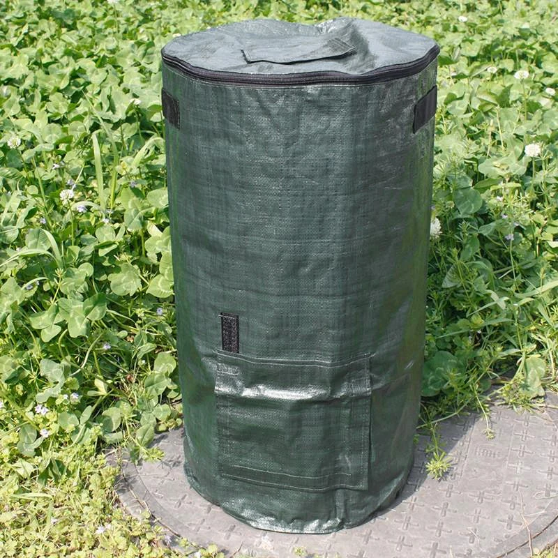 Garden Composter Eco-Friendly Bio Fermentation Bag with Zipper and Double Handles Collapsible Compost Bin for Dispose