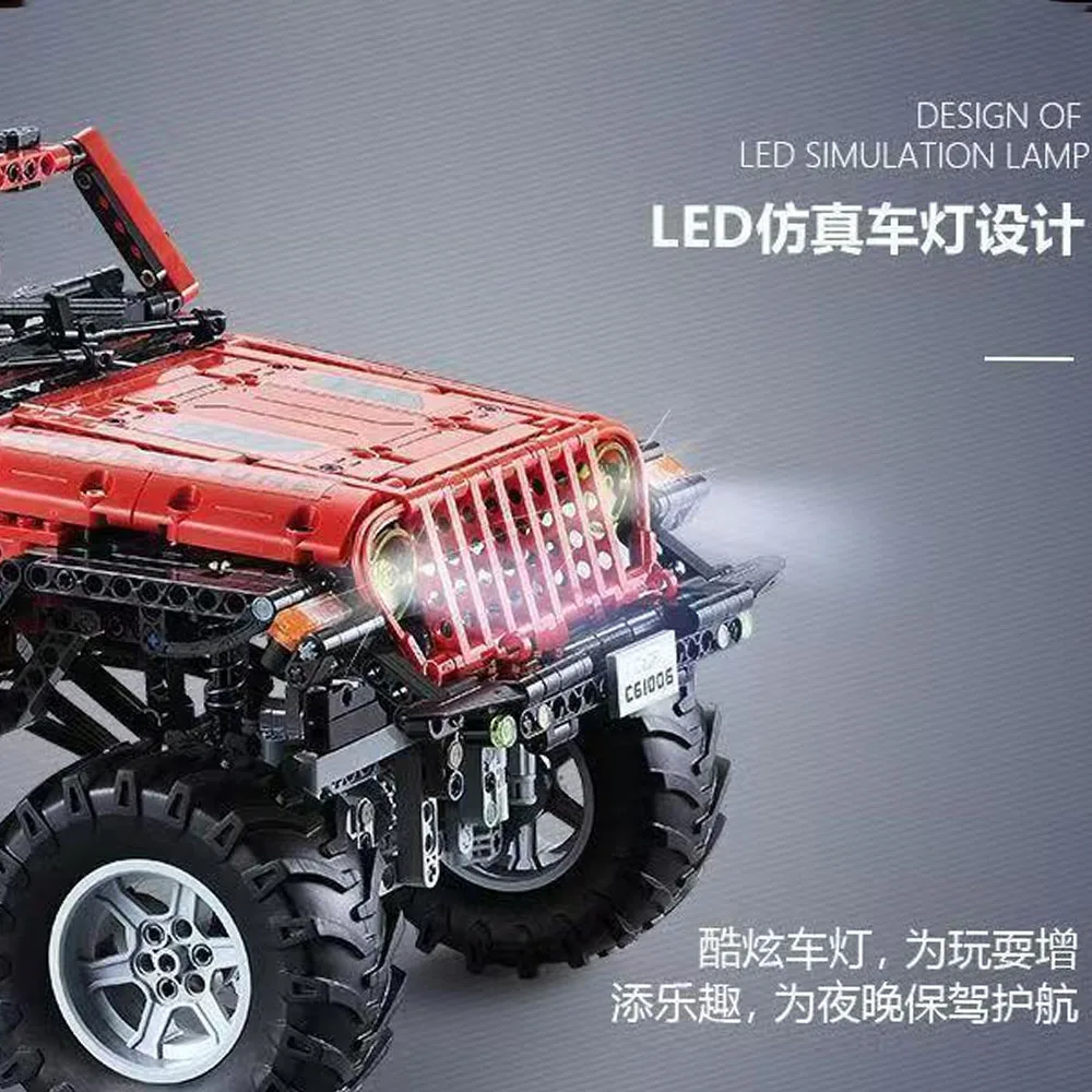 creative expert Technic 1:8 SUV big foot car Jeep rcing car with  motor moc Building Block model toy gifts Christmas 1941pcs