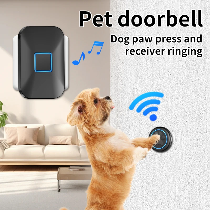 CACAZI Wireless Doorbell for Pets Dog Door Bell Waterproof Doggie for House-Training To Go Outdside Sensor Motion Touch Button