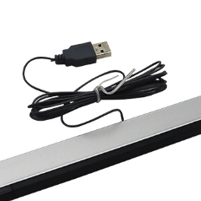 Barra de Sensor para Wii, accesorio de plástico plateado, receptores con cable, Rayo de señal IR, enchufe USB, reemplazo para mando a distancia