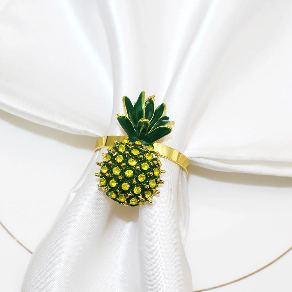 

4pcs Pineapple Shaped Napkin Rings Alloy Elegant Table Setting Modern Dinner Cloth Rings Banquet Party Accessories