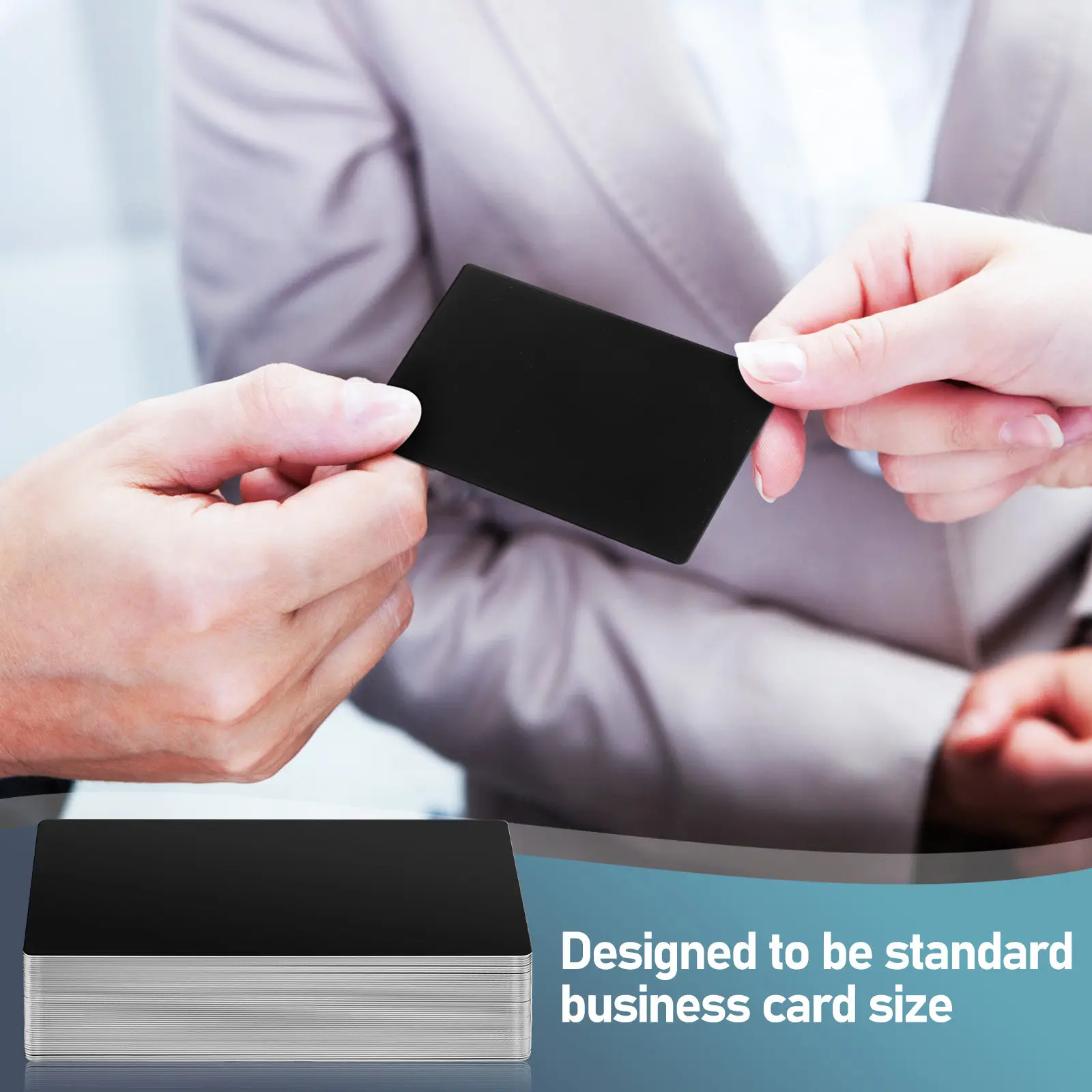 

50pcs Metal Business Blank Custom Engraving Cards Size For Entrepreneurs Diy Black Small Cards Name Tag