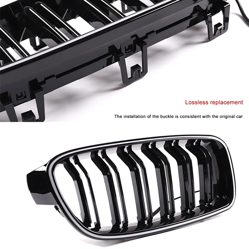 Front Bumper Grills Racing Grills For BMW 5 Series F10 F11 F18 Modified 5 Series Double Bar LED Illuminated Grille