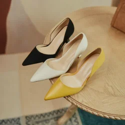 Maogu Shoe Woman Summer 2023 Ladies Luxury Leather Pointed Toe Party Women Pumps Sexy Thin High Heel Hollow Fashion Female Shoes