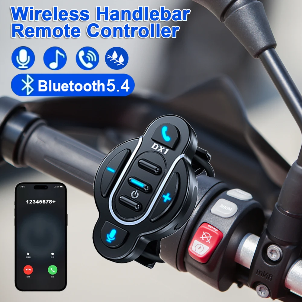 Motorcycle Handlebar Remote Control Wireless Helmet Headset Remote Button Bluetooth Handsfree Kit Phone Media Remote Controller