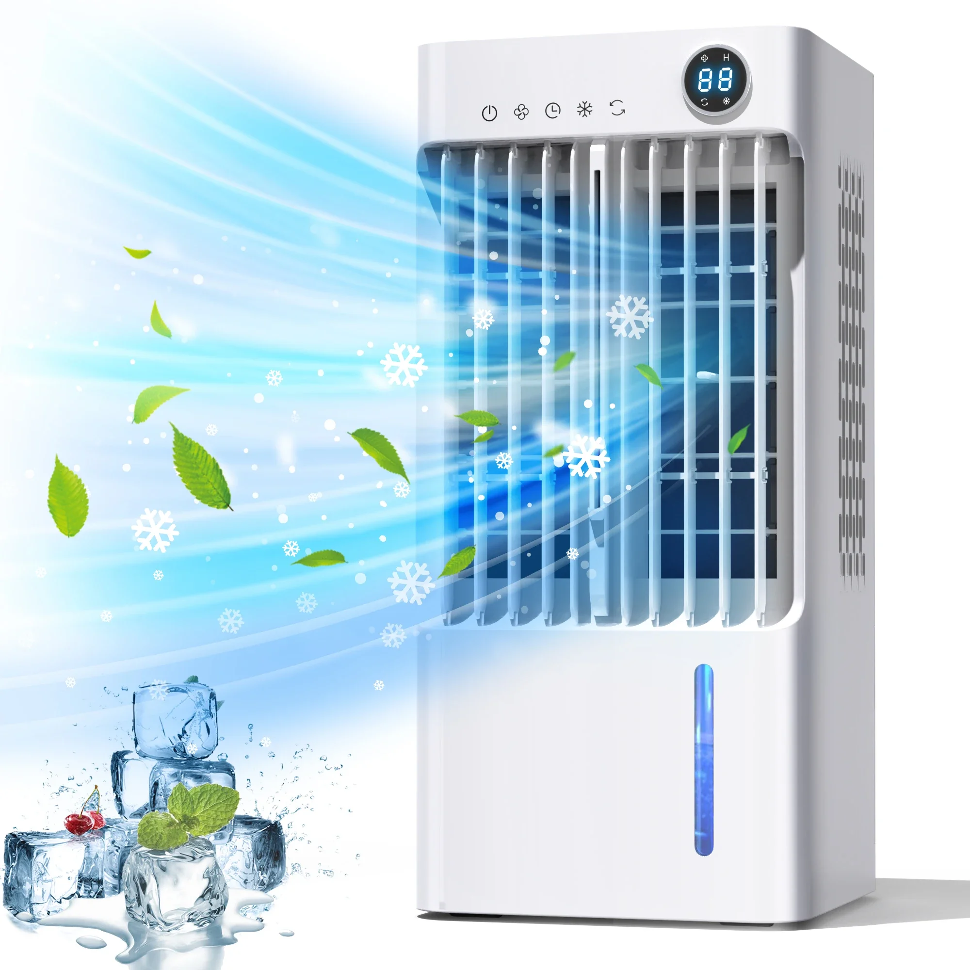 Tower Fan 3 Strong Wind Speed Water Ice Cooling Fan Floor Air Cooler Fan Portable Air Conditioner Suitable for Home Office