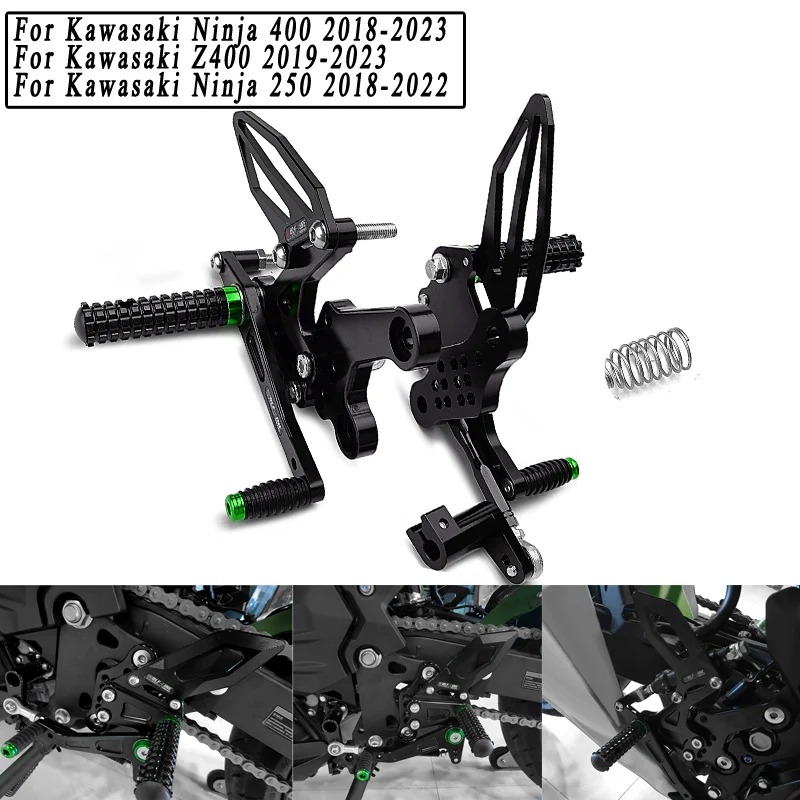 

Ninja 400 Accessories Adjustable Rearsets Rear Sets Foot Pegs Pedal For KAWASAKI Ninja 250 400 2018-2023 Z400 2019-2023 Footrest