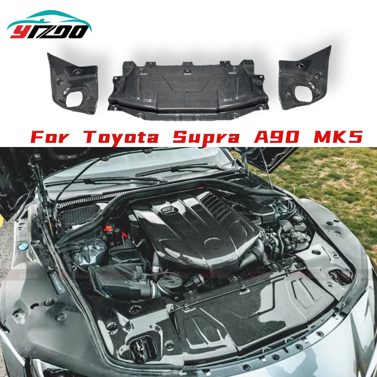 

For Toyota SUPRA A90 A91 Dry carbon fiber cabin cover plate Bull Demon King modified engine cover interior