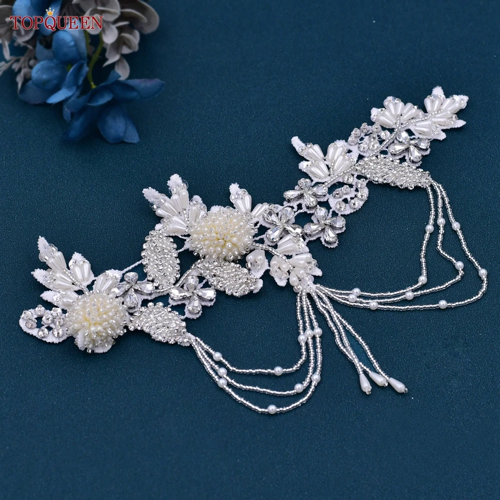 TOPQUEEN Luxury Beaded Tassel Applique Accessories Wedding Dress Patch Formal Clothing Patch Decoration Sewing S482