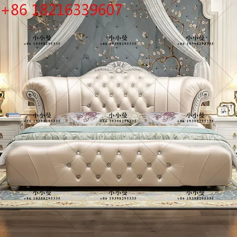 YAO Wood Modern Bed Luxury Leather Classic Wedding Bed European Confortable Safe Camas De Matrimonio Dormitorio Bedroom Furnitur