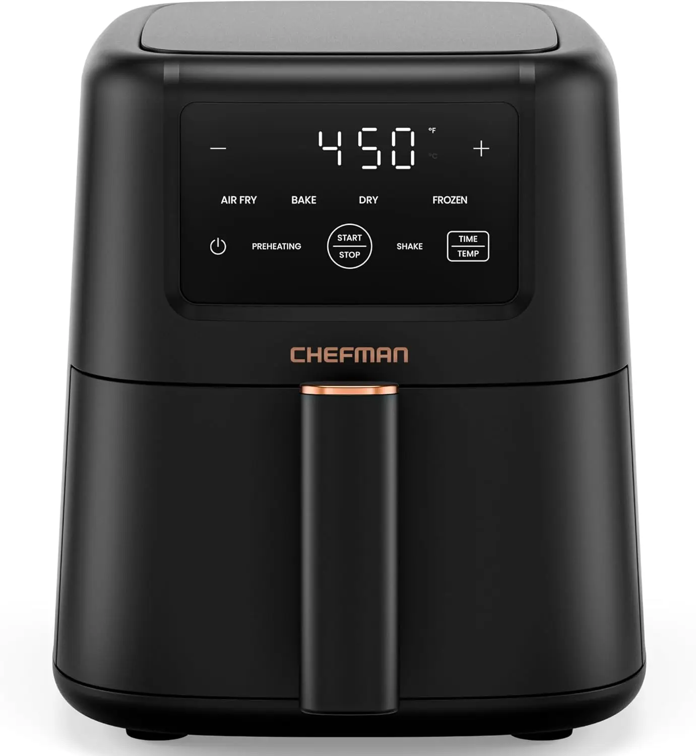 

4-in-1 Slim 3.5 QT Air Fryer, Bake, Dehydrate, Frozen, 450°F Max Temp, Nonstick Ceramic Coating, Dishwasher-Safe, Black