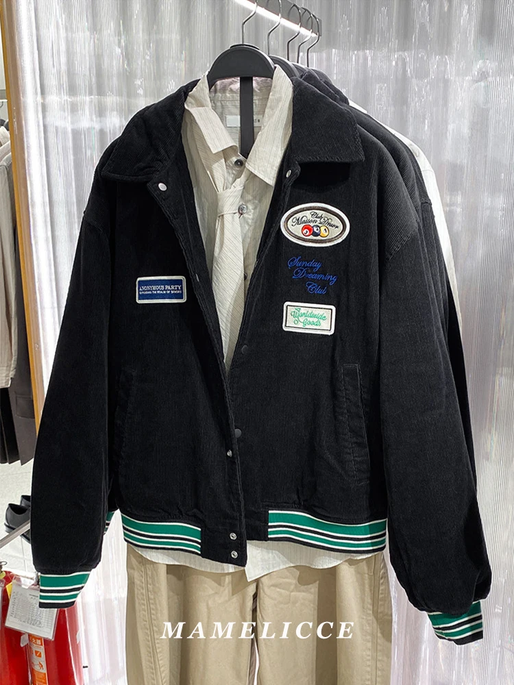 MAMELICCE Original design Corduroy embroidered jacket loose cotton jacket short jacket high quality padding Coat man