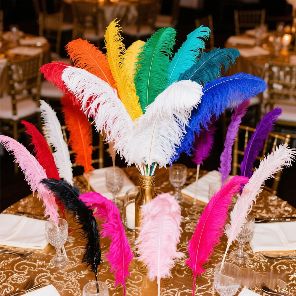 

Natural Ostrich Feathers 45-50cm (18-20") Bulk Pack, 20 Colors, 5/10pcs for DIY, Wedding, Event, Stage & Home Decor