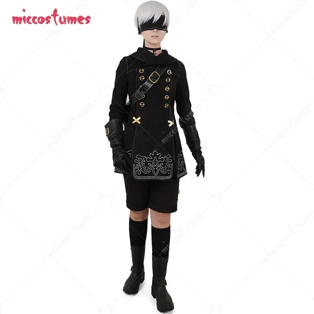 Miccostumes Unisex No.9 Type S 9S Cosplay Costume with Bag Gloves Eyepatch for Men Halloween Cosplay Costume