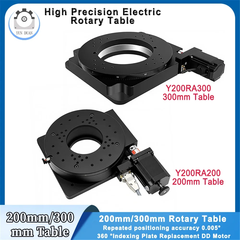 200mm/300mm Electric Rotary Table 360 Degree Indexing Plate Ratio 64/90/180/288:1 Nema 23 57Motor Drive Kit Replacement DD Motor