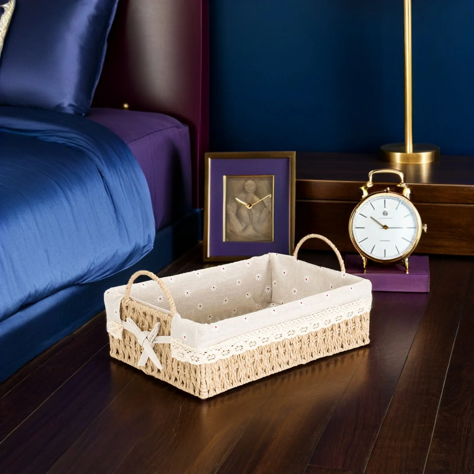 1Pcs Rustic Storage Basket Hand-Woven Flower Basket Natural Decor Flower Holder Desktop Decorative Container