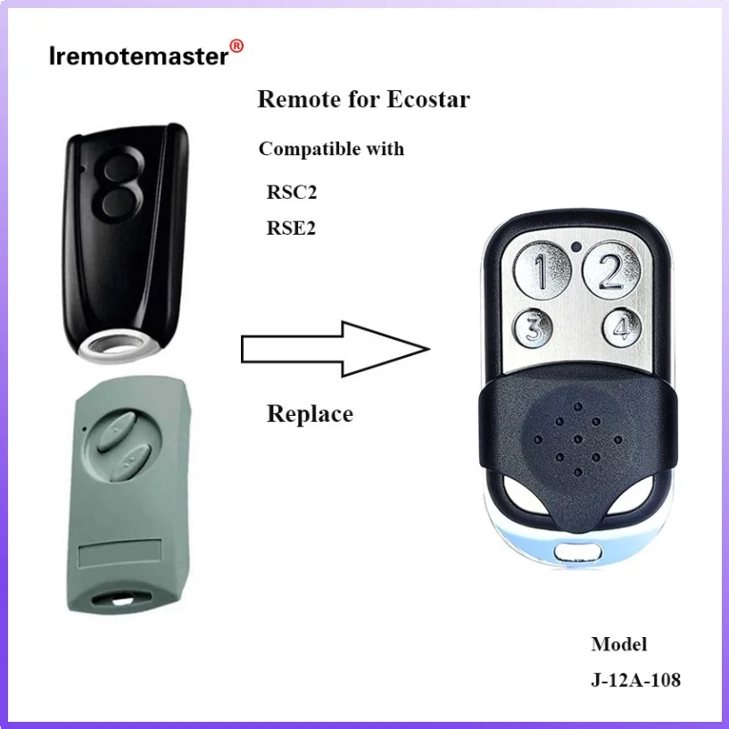 433 MHZ voor Ecostar RSC2, RSE2 Afstandsbediening 433.92 Mhz Zender Rolling Code Garagedeuropener