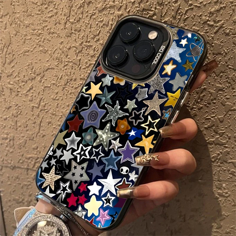 Colorful Star Matte Laser Phone Case For Samsung Galaxy S24 S23 S22 S21 Ultra Plus S20 FE A13 A23 A15 A35 A55 A23 A52 Hard Cover