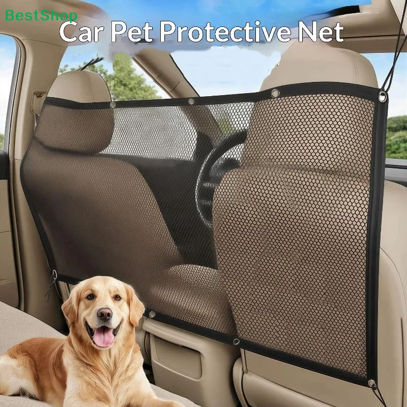 Car Pet Barrier Net Dog Safety Isolation Net For Vehicles Universal Fit Breathable Mesh Pet Travel Barrier For Back Seat