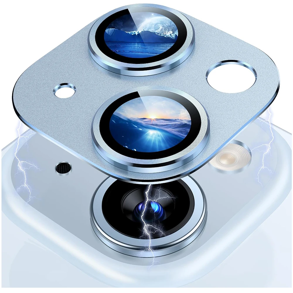 Blue Camera Lens Protection Cover For iPhone 15 Pro Max 14 Plus 13 14Pro 13Pro 15Pro 15Plus Tempered Glass Protector Accessories