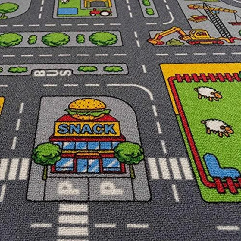 Children's Kids Girls City Town Car Roads Interactive Playroom Playmat Soft Play Carpet Mat